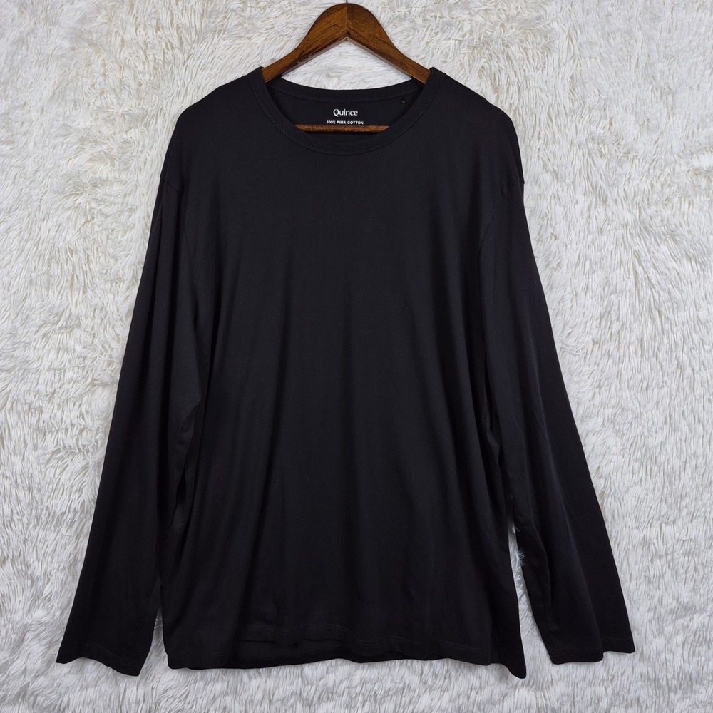 Quince Mens Pima Cotton Luxe Touch Long Sleeve Tee‎ Bold Black XL LB94924